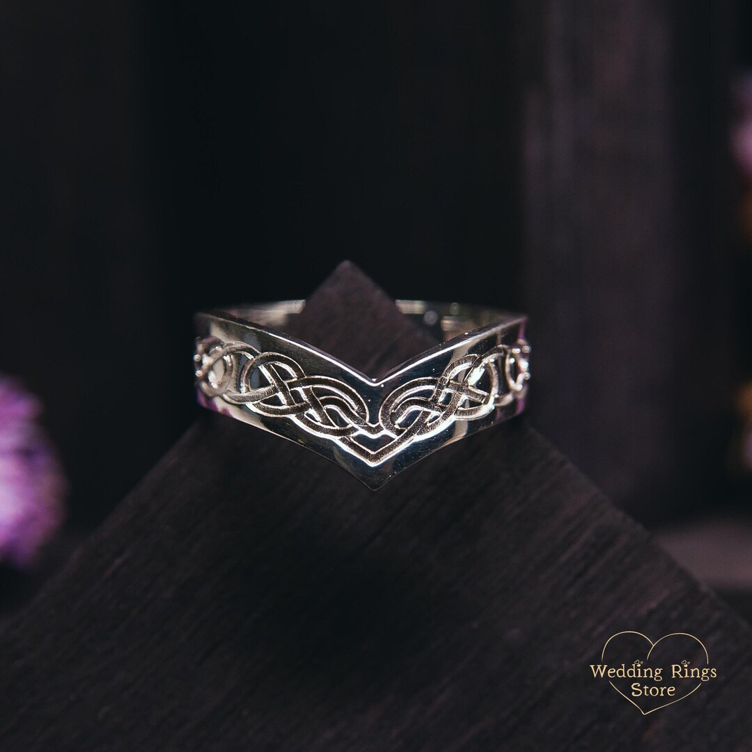 Wishbone Ring Celtic Style - Handmade Sterling Silver Chevron Ring ...