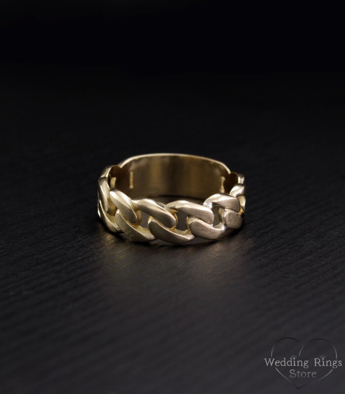 Chain wedding band Unique wedding ring Chain ring Mens Etsy