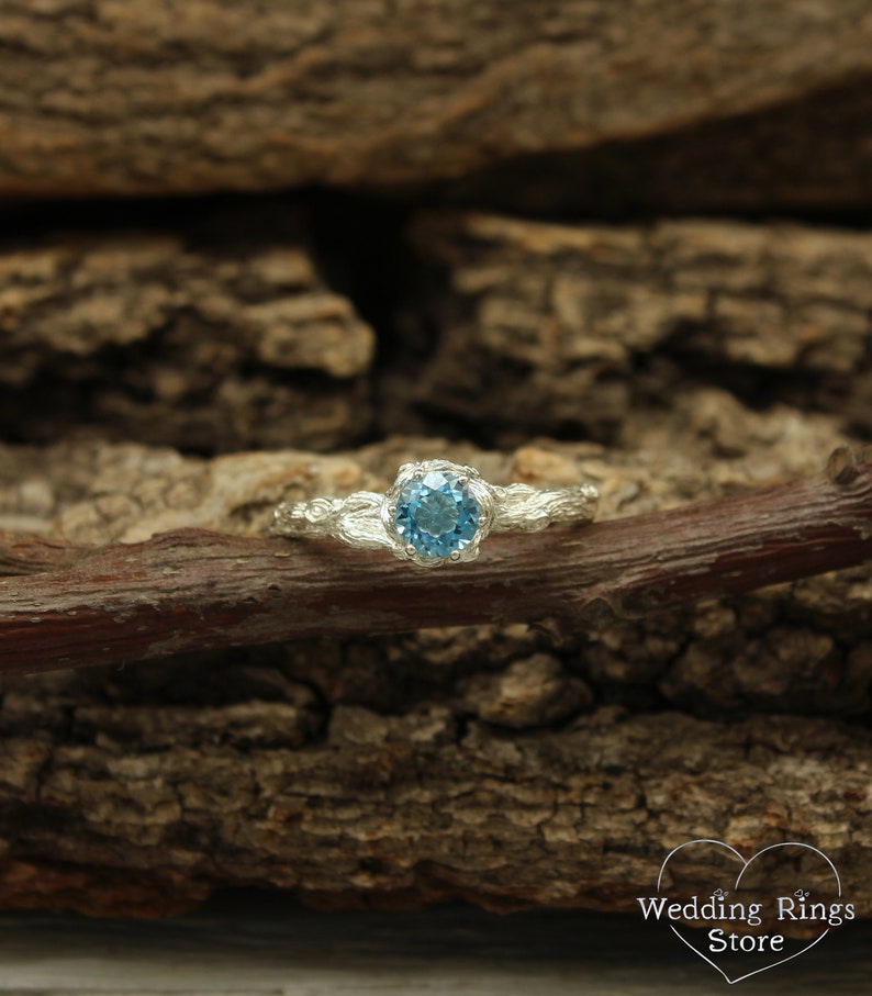 Anillo de compromiso de rama de plata de primera ley con topacio, anillo de ramita único, anillo de compromiso de estilo vintage, anillo inspirado en la naturaleza, regalo para ella imagen 9