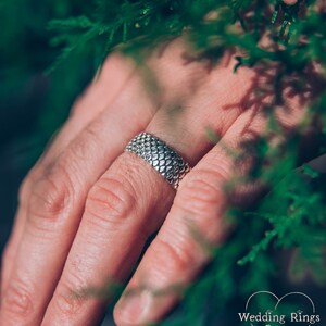 Fish Scales Ring, Unique Men's Band, Sterling Silver Band, Fischer Ring ...
