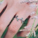 Tiny branch with leaves ring, Emerald engagement ring, Curved sterling silver ring, Woman's dainty ring, Delicate twig ring, Gift for her