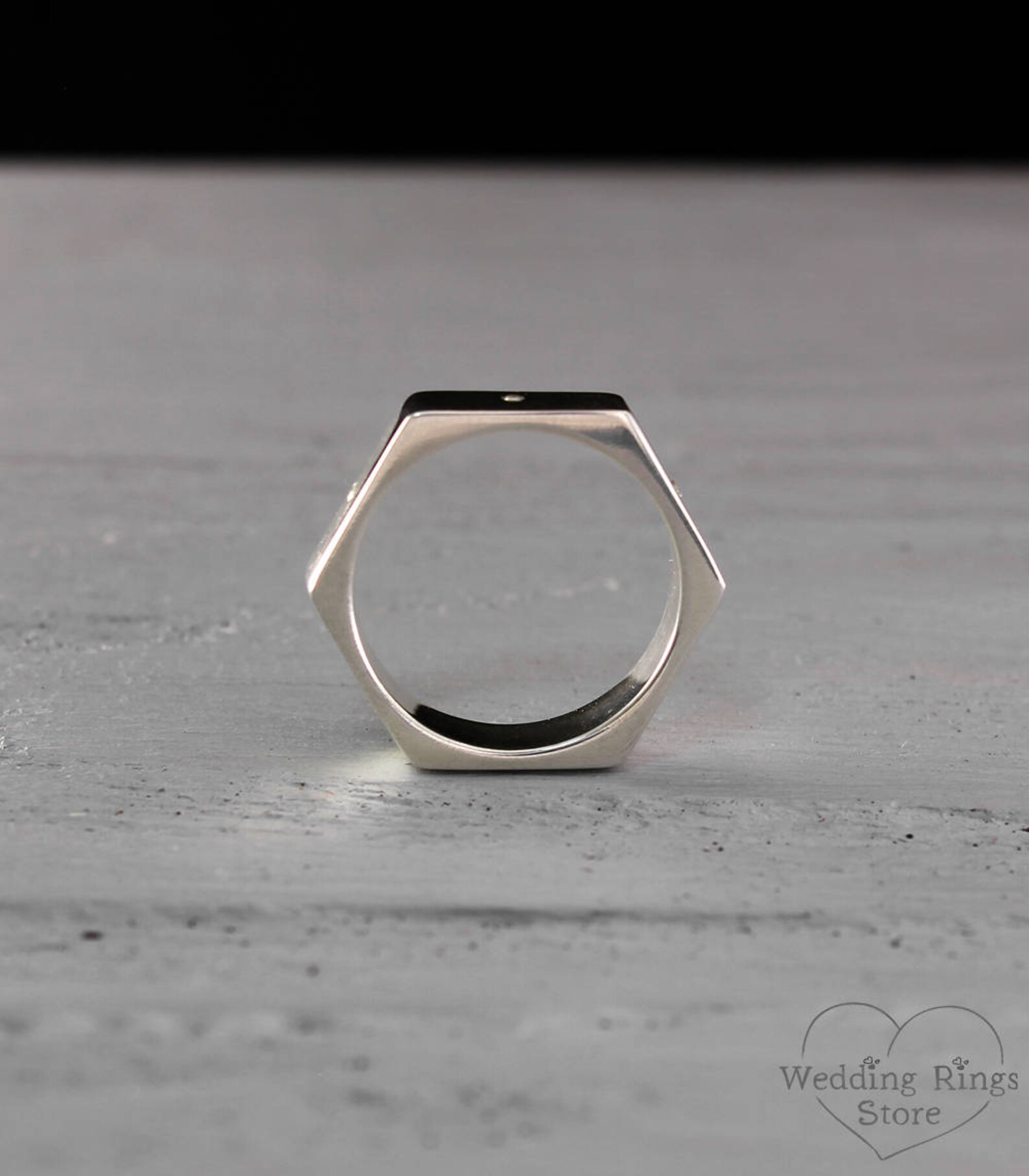 5mm hexagon wedding band in sterling silver for men and women Etsy