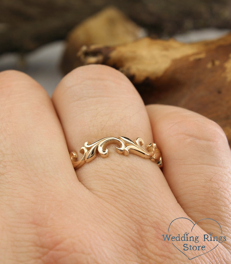 Unique Vine Wedding Bands Set Matching Wedding Rings His and Etsy