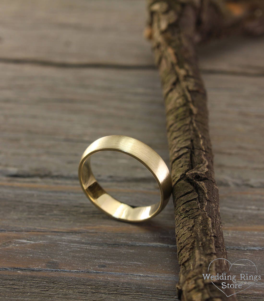 Simple halfrounded unisex wedding band made in 14k solid Etsy