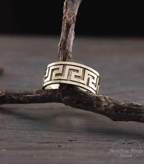 Sterling Silver Greek Meander Wide Ring Sterling Silver Greek Meander Wide Ring