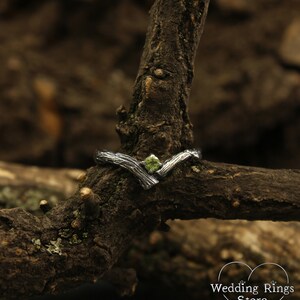 Tiny branch engagement ring with peridot, Dainty peridot ring, Small branch engagement ring, Women's peridot ring, Nature ring, Unique gift image 6