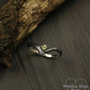 Tiny branch engagement ring with peridot, Dainty peridot ring, Small branch engagement ring, Women's peridot ring, Nature ring, Unique gift image 4