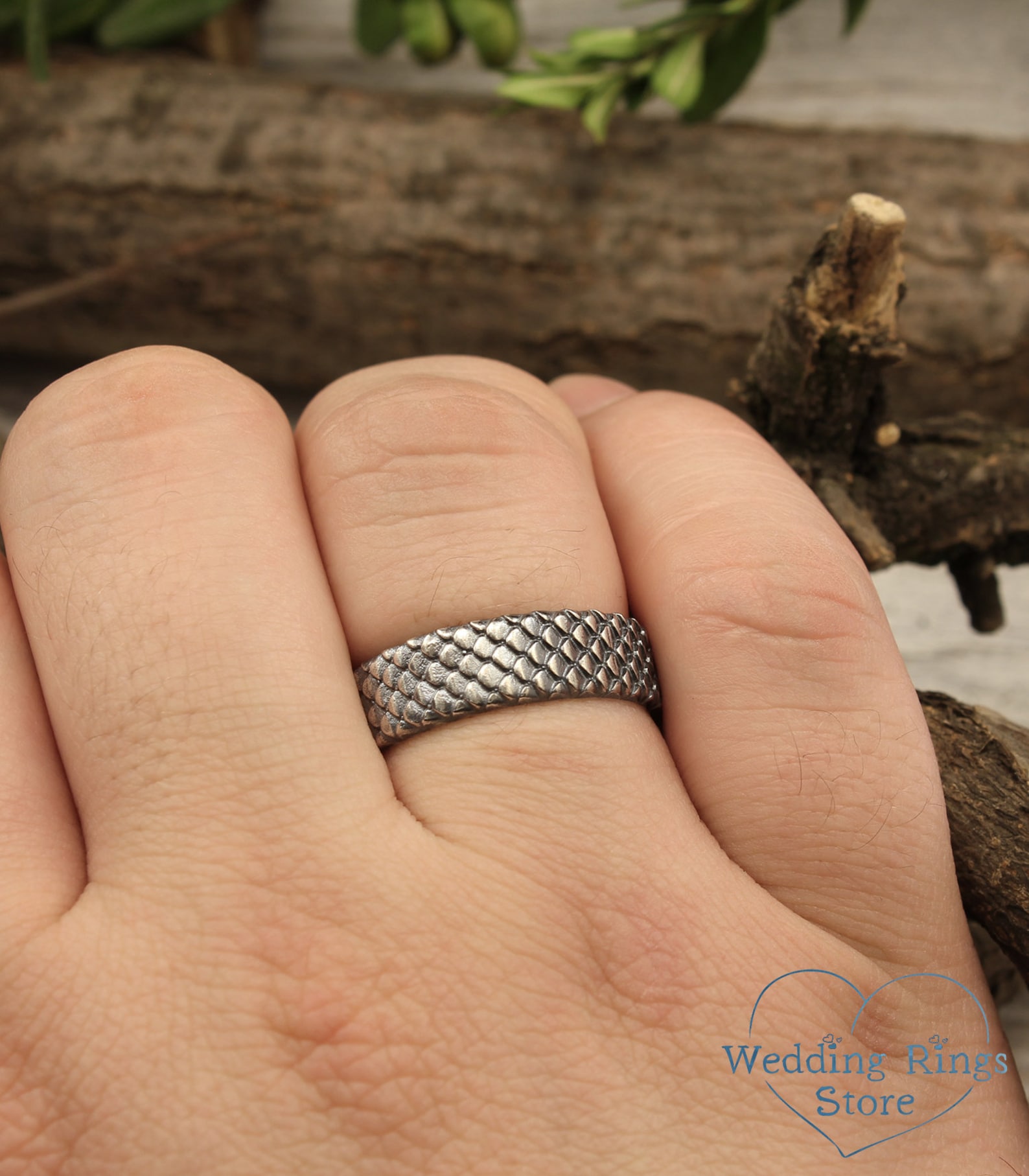 Fish Scales Sterling Silver Band, Unique Sea Band, Unusual Silver Band ...