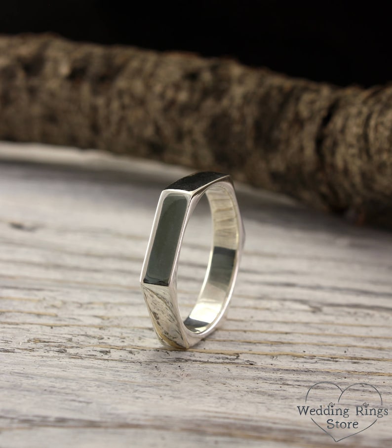Hexagon Ring 5mm Hex Nut Ring Hexagon Wedding Band Silver Etsy