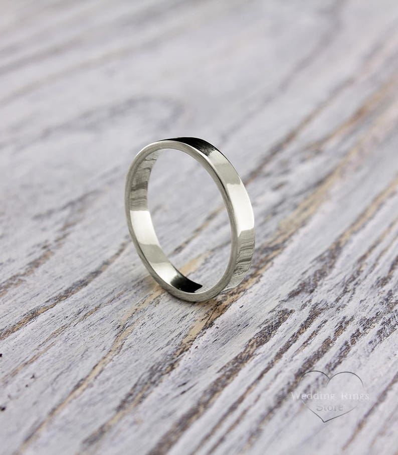 3mm Simple Silver Band Silver Ring Small Silver Band Flat Etsy