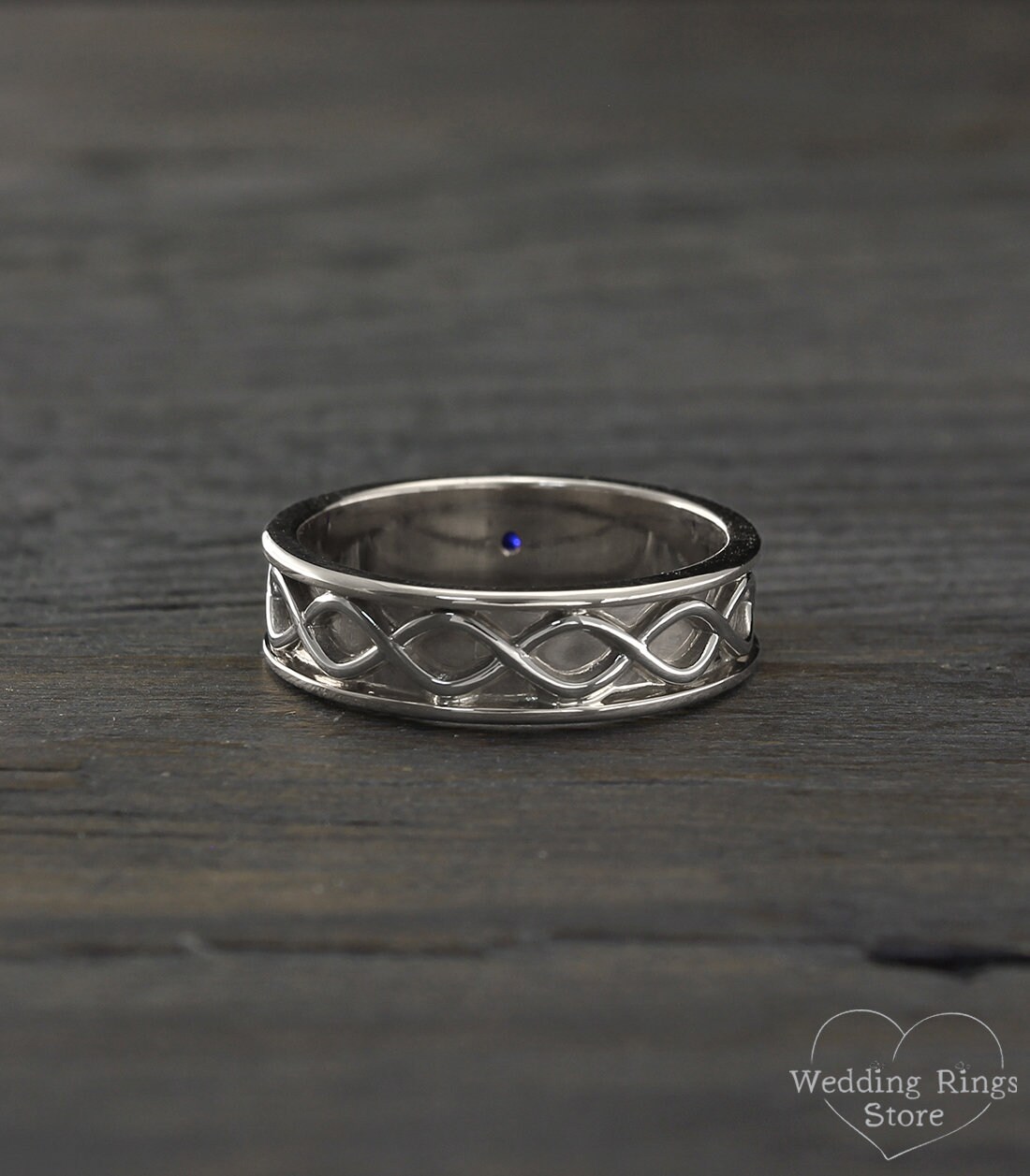 Mens infinity wedding band with sapphire Infinity silver Etsy