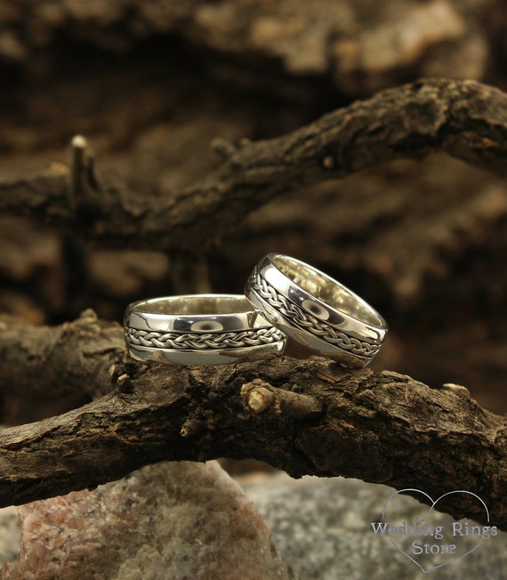 Braided Wedding Bands, Sterling Silver Wedding Rings, Couple Wedding Bands,  Matching Silver Wedding Rings, Unusual Wedding Band Set -  Canada