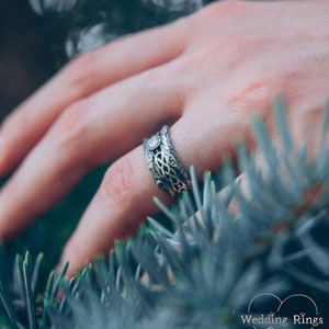 Vintage style celtic tree band, Unique celtic wedding band, Branch silver wedding ring, Wide silver ring, Unusual wedding band, Celtic ring image 4
