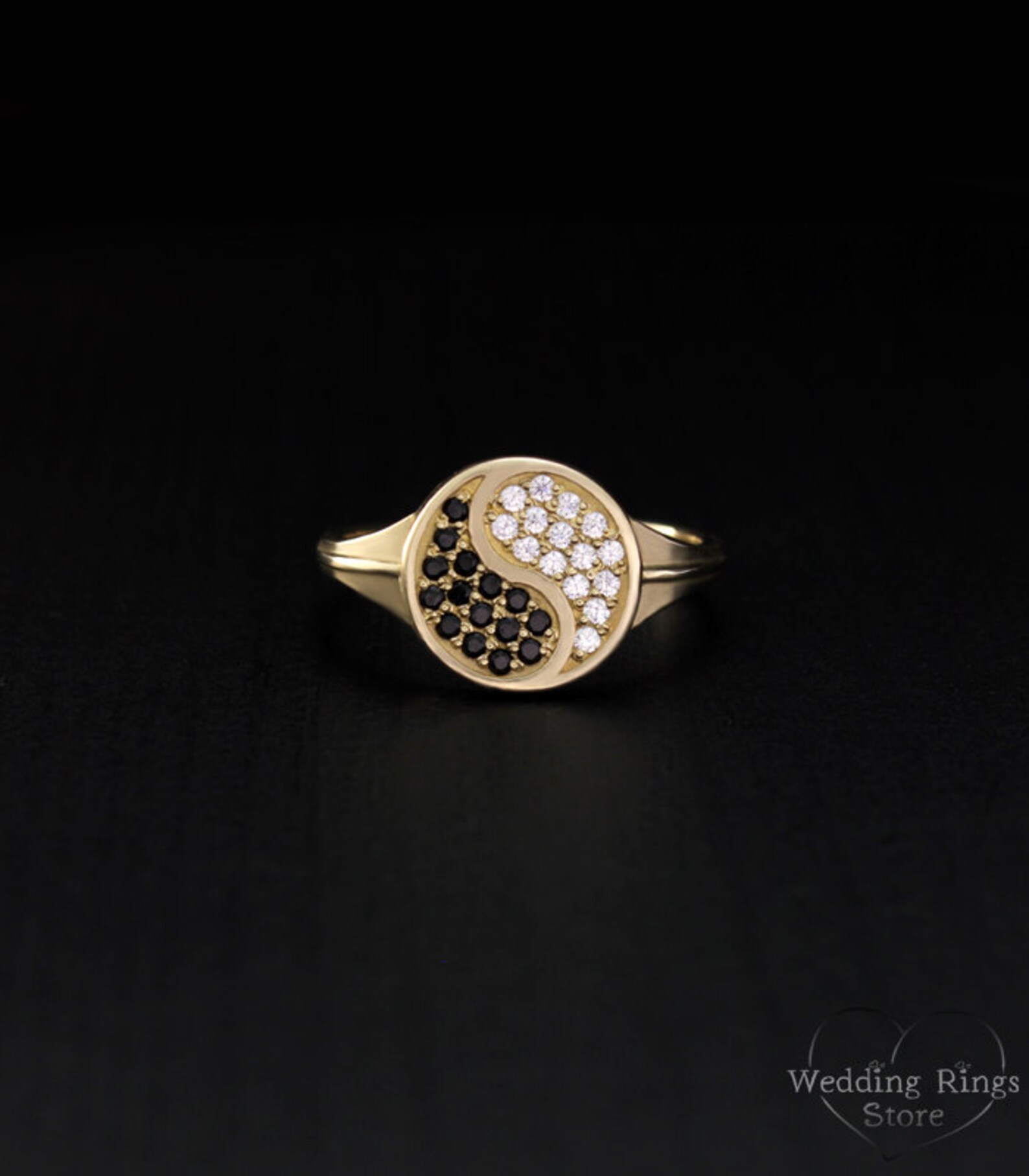 Yin Yang ring 14k solid gold Yin Yang ring Women Yin Yang Etsy