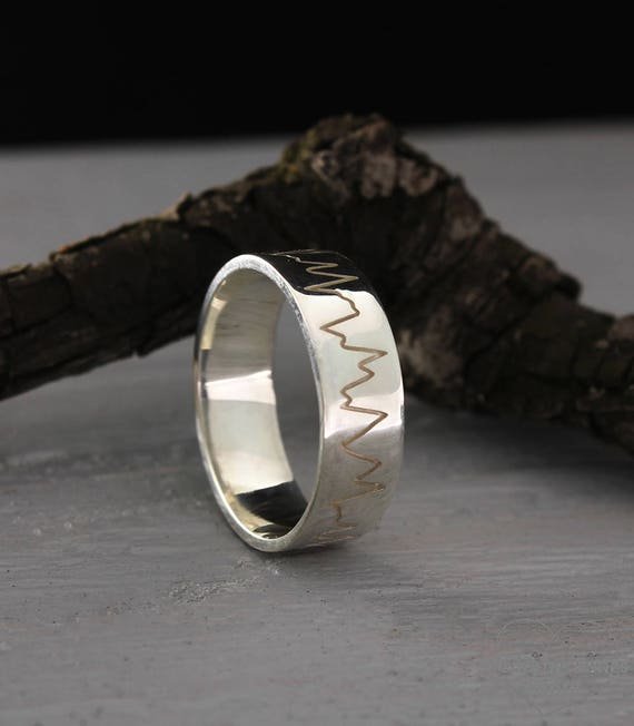 Buy Personalized Heartbeat Ring Pulse Wedding Band Silver