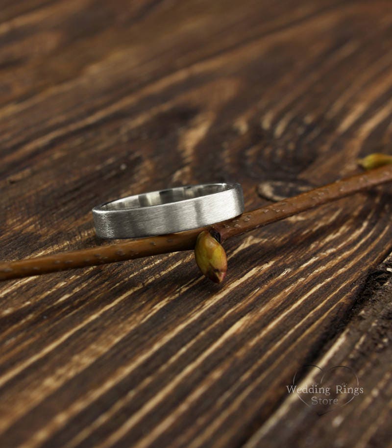 4mm Simple Silver Wedding Band in Matte Finish Men's or Etsy