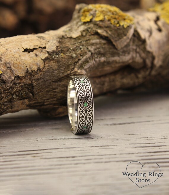 81stgeneration Sterling Silver Celtic Knot Ring With Simulated Turquoise - 925 Silver Braided Band - View #8