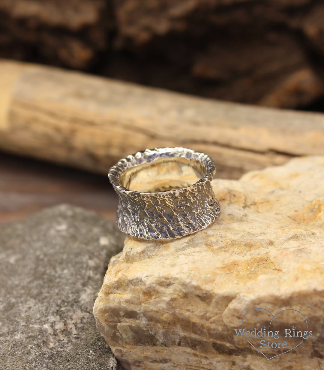 Masculine Chunky Silver Ring for Him — Thick Hammered Ring for the Real ...