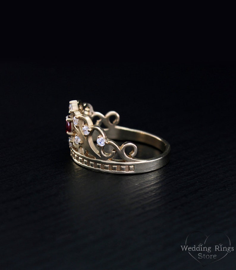Gold crown ring Princess tiara ring Crown unique ring Etsy