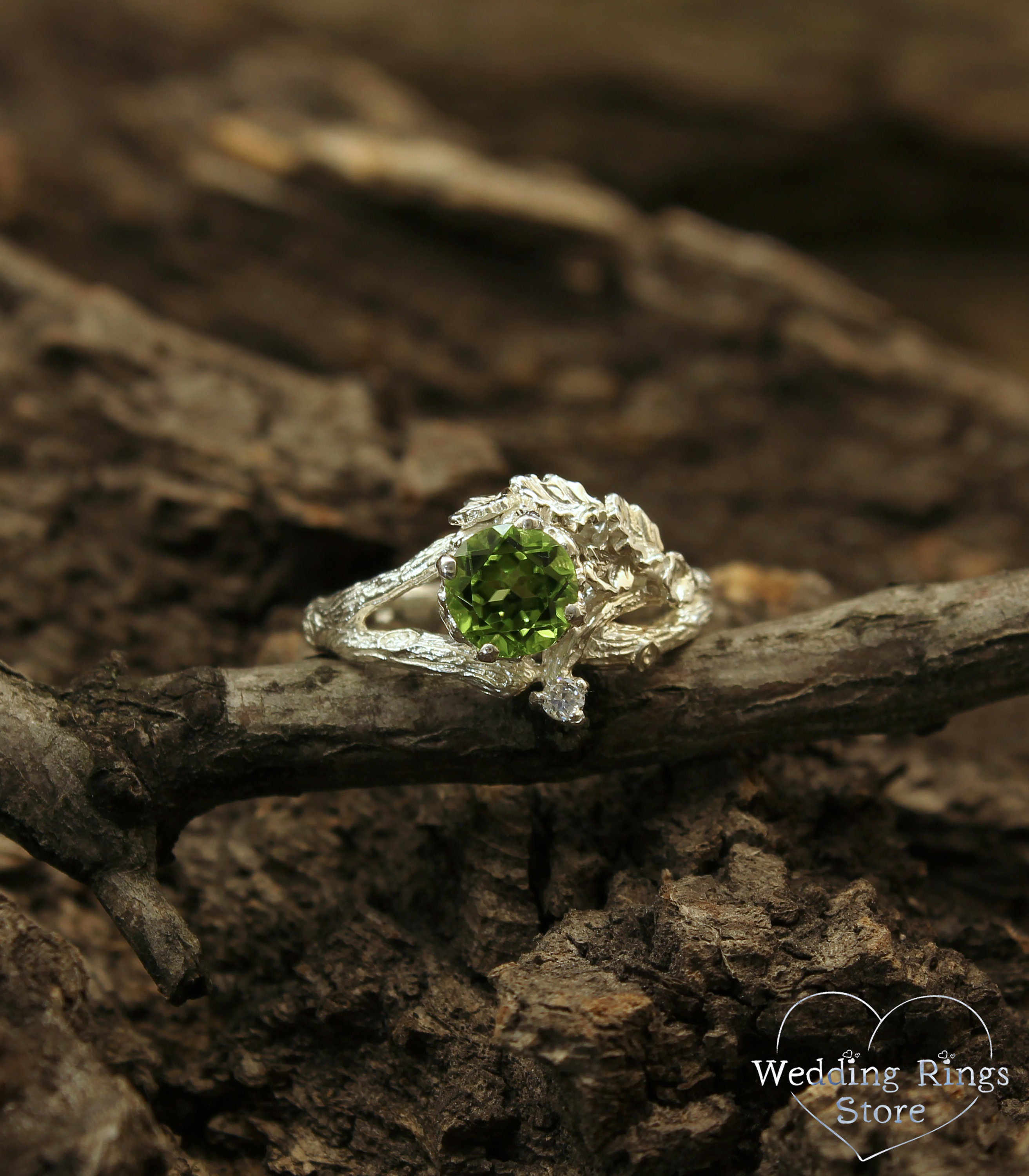 Twig Engagement Ring With Oak Leaves Branch Sterling Silver Etsy UK
