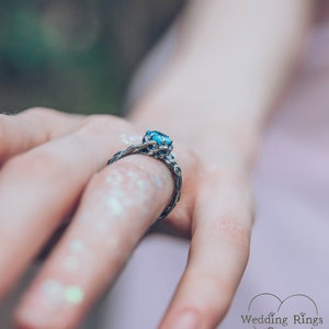 Anillo de compromiso de rama de plata de primera ley con topacio, anillo de ramita único, anillo de compromiso de estilo vintage, anillo inspirado en la naturaleza, regalo para ella imagen 7