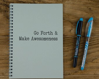 Personalised Notebook, A5 Bullet Journal, Vintage Typewriter Font, Stationery Gift, Personal Quote or Phrase, Lined, Dot, Plain Paper