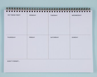 Weekly Planner Desk Pad A4 , Undated Weekly Planner, Productivity Planner, Weekly Wirebound Notebook, Weekly Spiral Pad, Weekly Schedule