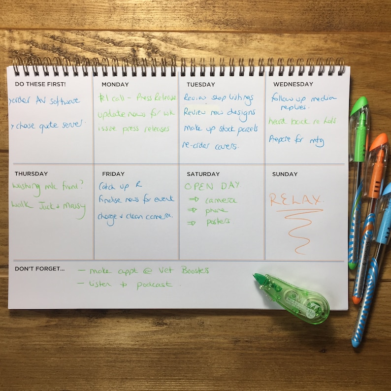 Weekly Planner Desk Pad A4 Undated Weekly Planner Etsy