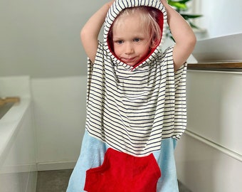 Kinderponcho Surfponcho Poncho Surf Frottee Handtuch Hoodie Surfcape Cape Bademantel Badeponcho