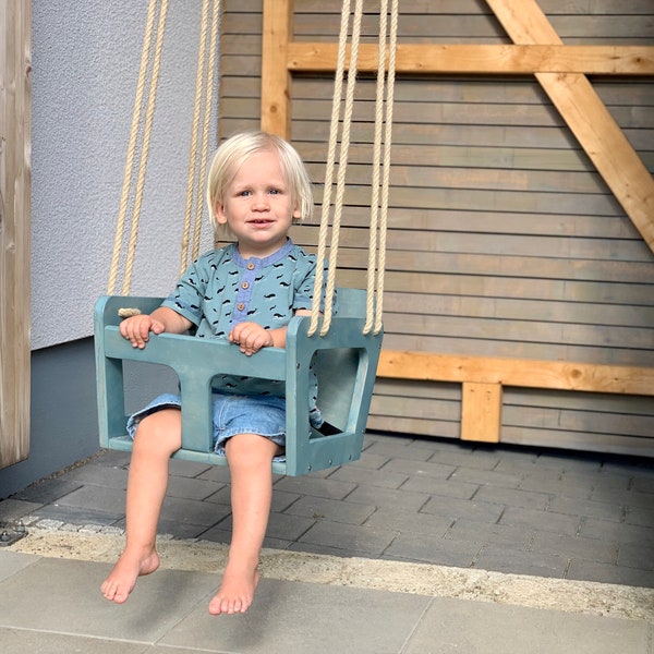 Kinderschaukel aus Holz für den Außenbereich und Garten. Kleinkinderschaukel Holzschaukel Gartenschaukel babyschaukel