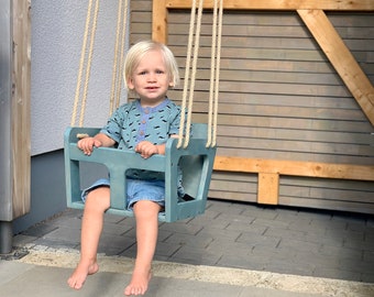 Kinderschaukel aus Holz für den Außenbereich und Garten. Kleinkinderschaukel Holzschaukel Gartenschaukel babyschaukel