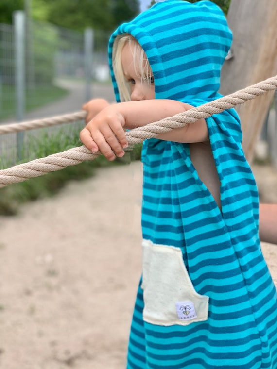 Poncho Serviette Enfant COR Surf - 100% Microfibre, Sèche-Rapide - Pour Piscine, Plage, Âges 3-10 Ans - Bleu Clair