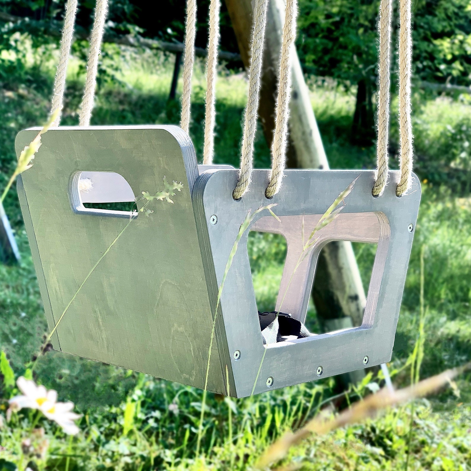 Kinderschaukel aus Holz für den Außenbereich und Garten. Etsy