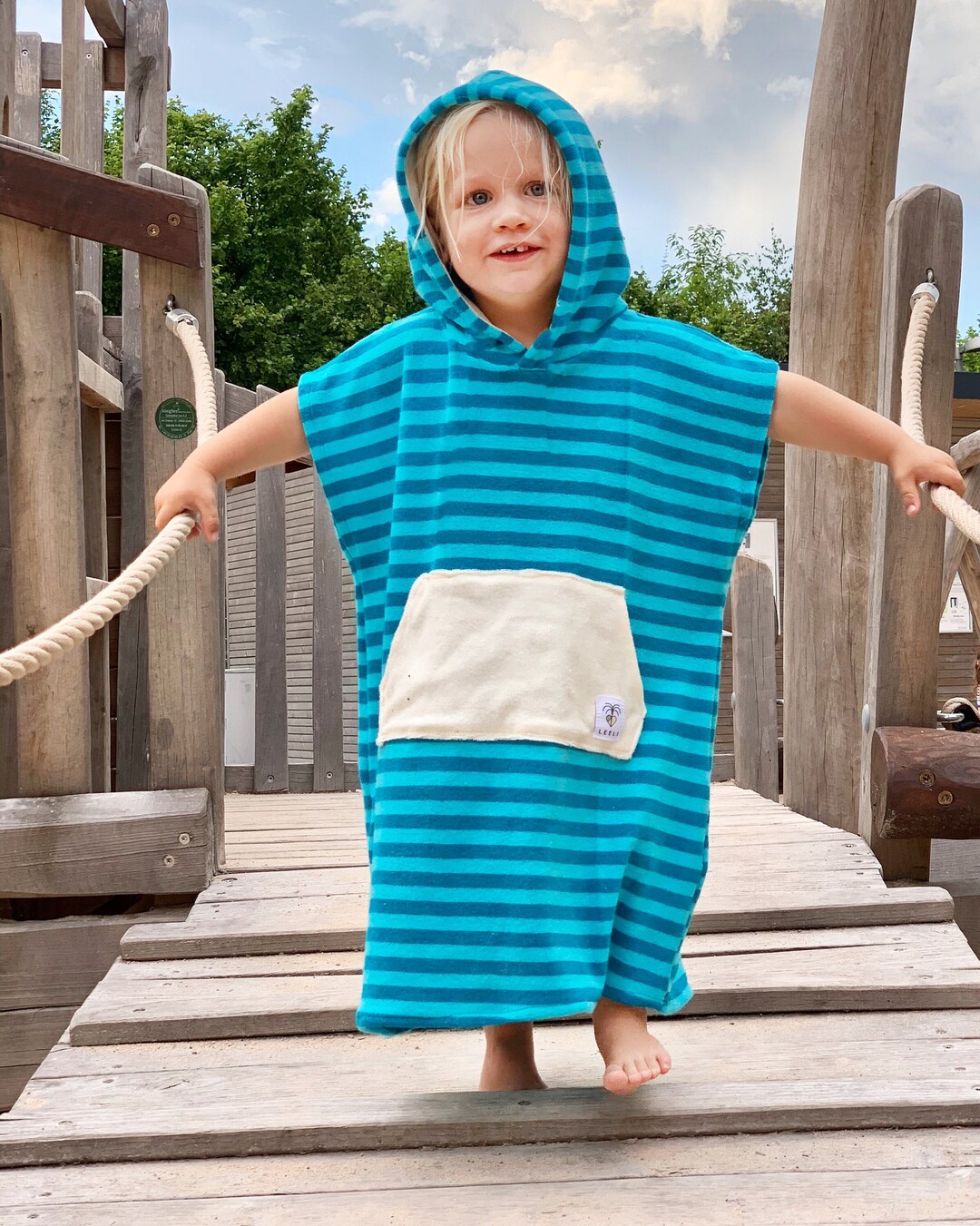 Sky Blue Towelling Poncho | JoJo Maman Bébé