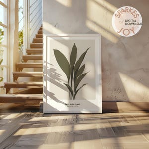 Botanical Print | Cast Iron, Aspidistra Elatior Houseplant Digital Print | Printable Wall Art | Instant Download | Handmade Art | Home Decor