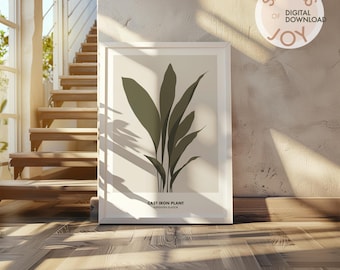 Druck | Gusseisen, Aspidistra Elatior Zimmerpflanze Digitaldruck | Druckbare Wandkunst | Sofortdownload | Handgemachte Kunst | Wohndekor