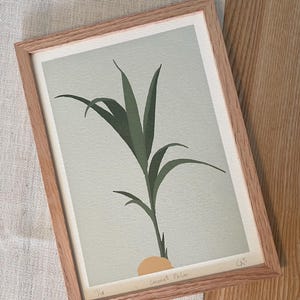 Coconut Palm Houseplant Screen Print, Original Hand Finished, A5 | Cocos Nucifera Botanical Print | Handmade Art | Home Decor