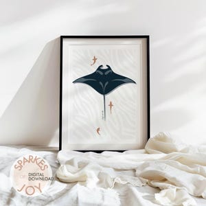 Manta Rochen Poster | Ozean Wildtiere Digitaler Download | Meerestiere Kunst | Maritime Wohnkultur | Haifisch-Liebhaber Geschenk | Sofortige druckbare Kunst