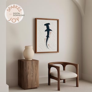 Hammerhead Shark Poster | Ocean Wildlife Digital Download | Marine Life Art | Nautical Home Decor | Shark Lover Gift | Instant Printable Art