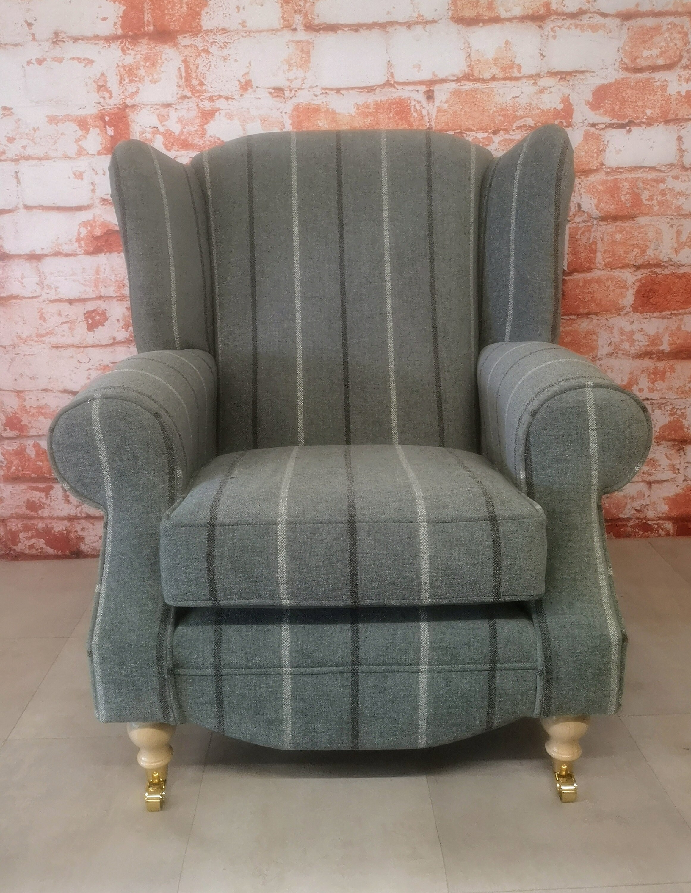 Queen Anne Wing Back Cottage Fireside Chair in Lana Duck Egg Etsy Ireland