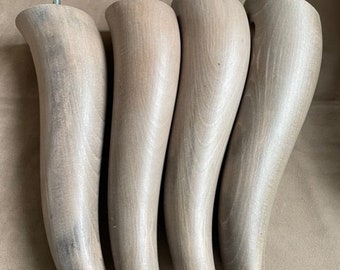 Set of 4 - 10" Wooden Shaped Legs - Colour Weathered Oak