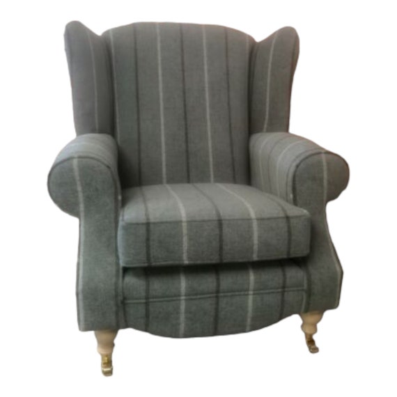 Queen Anne Wing Back Cottage Fireside Chair in Lana Duck Egg Blue