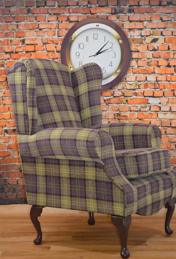 Queen Anne Wing Back Cottage Fireside Chair In Plum Purple Cottage Fireside Chair In Plum Purple