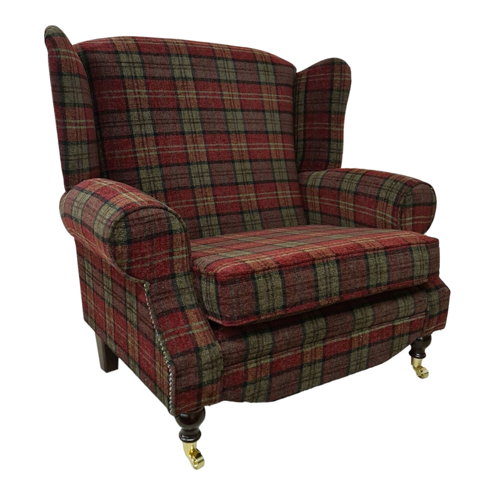 Red tartan wingback chair discount