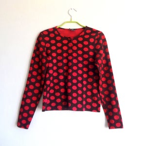 MARIMEKKO Brown Pink gepunktet Shirt große Punkte lange Ärmel Damen Baumwolle Jersey Top Marimekko Kleidung S Größe