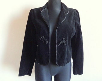 H Moser Vintage Black Quilted Velvet Blazer