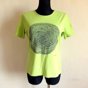 Marimekko Salat Grün T-Shirt Frauen Baumwolle Jersey T-Shirt Abstrakter Druck Kreis Marimekko Kleidung Bequeme Frauen Top Baumwolle Sommer T-Shirt