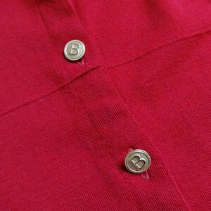 Busnel Vintage French Vest Red Women's Wool Vest Warm Vest Buttons Closure Metallic Buttons Front Pockets Vest Made in France Size 40 image 3