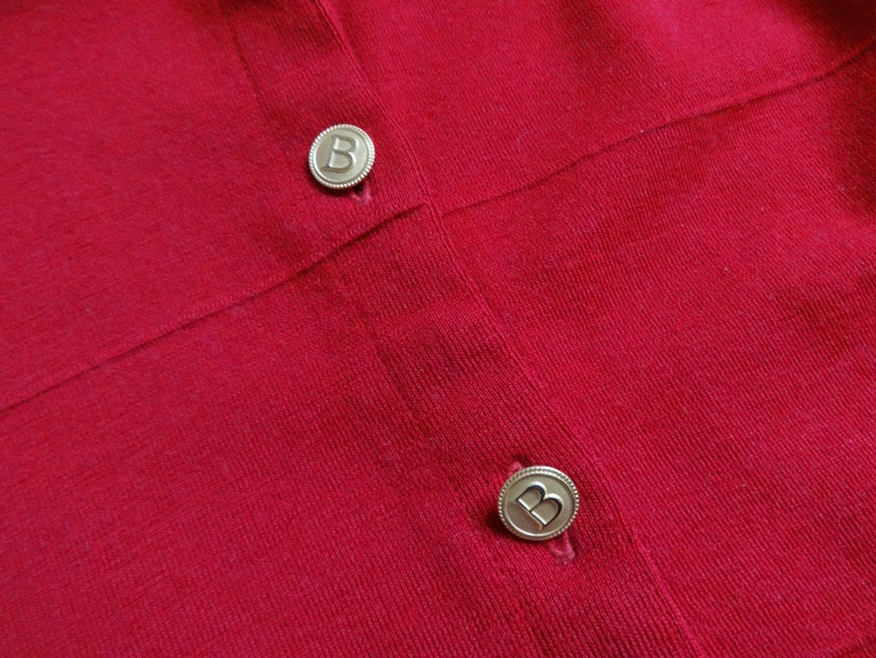 Busnel Vintage French Vest Red Women's Wool Vest Warm Vest Buttons Closure Metallic Buttons Front Pockets Vest Made in France Size 40 image 3