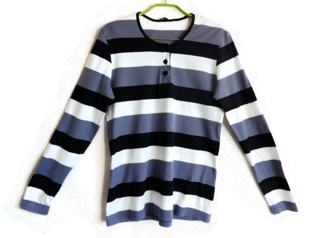 MARIMEKKO ストライプシャツ 長袖 コットンシャツ バイオレット